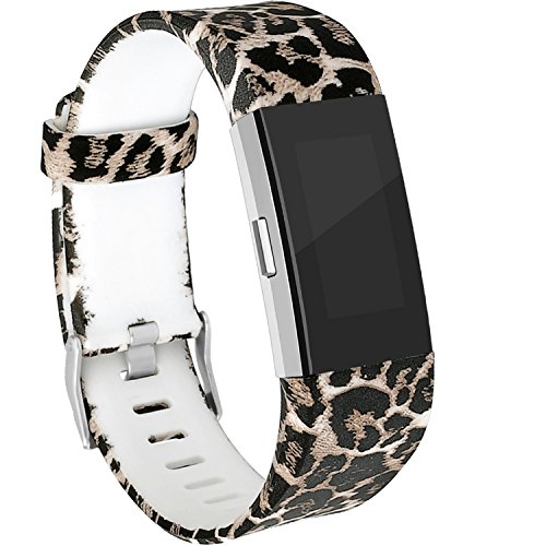 Book Cover RedTaro Bands Compatible for Fitbit Charge 2, Replacement Accessory Wristbands Animal Print