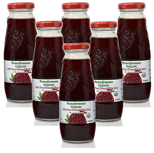 100% Pomegranate Juice - 6 Pack ,6.76Fl Oz - USDA Organic Certified - Glass Bottle - No Sugar Added - No Preservatives - Squeezed From Fresh Pomegranates…