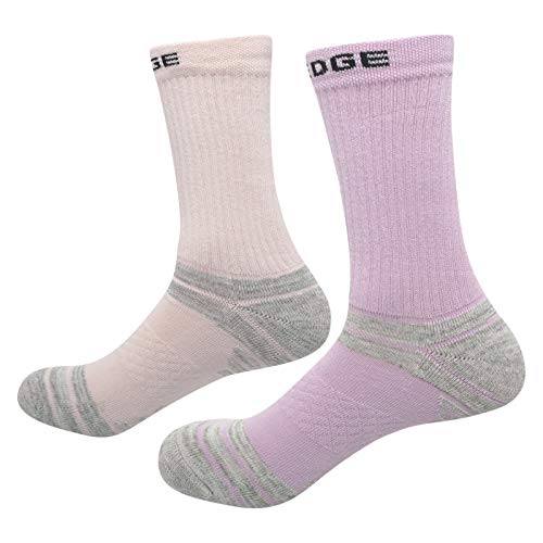 YUEDGE Women's Cushion Cotton Crew Socks Performance Athletic Hiking Socks(2 Pairs/Pack)