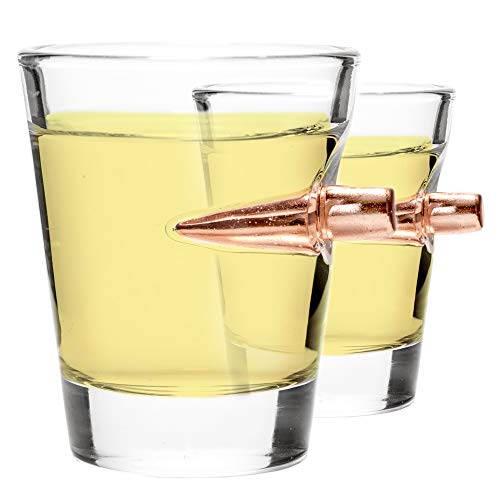 Lucky Shot .308 Real Bullet Handmade Shot Glass Set of 2
