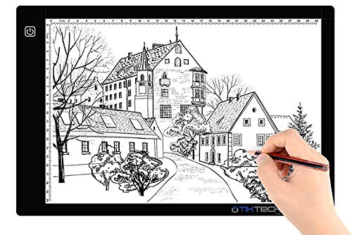 Book Cover tiktecklab A4 Size Ultra-Thin Portable Tracer White LED Artcraft Tracing Pad Light Box w dimmable Brightness for 5D DIY Diamond Painting Artists Drawing Sketching Animation, Black