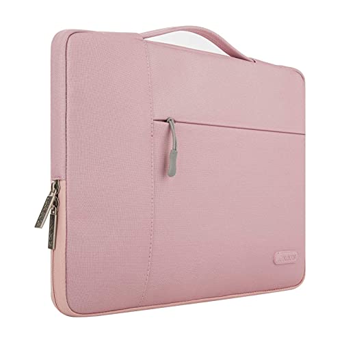 Book Cover MOSISO Laptop Sleeve Compatible with 13-13.3 inch MacBook Air, MacBook Pro, Notebook Computer, Polyester Multifunctional Briefcase Bag, Pink