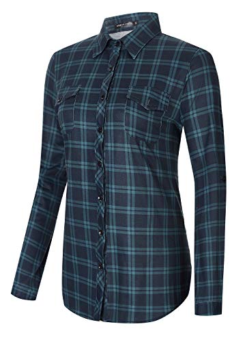 Urban CoCo Women's Classic Plaid Shirt Button Down Long Sleeve Blouse