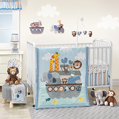 Book Cover Bedtime Originals Two by Two Noah's Ark 3 Piece Crib Bedding Set, Blue/Gray