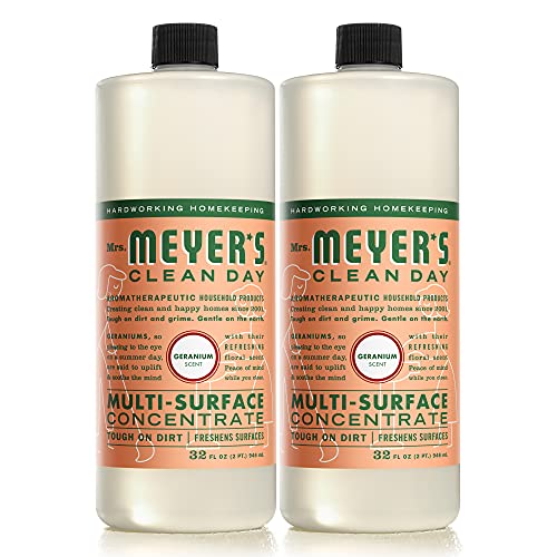 Book Cover Mrs. Meyer's Clean Day Multi-Surface Cleaner Concentrate, Use to Clean Floors, Tile, Counters, Geranium Scent, 32 oz - Pack of 2