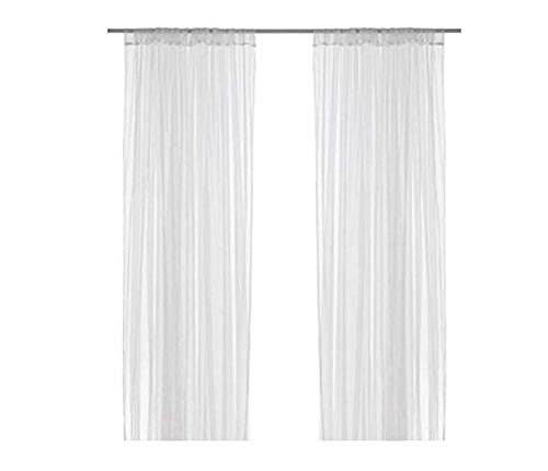 2 Panels Sheer Lace Curtains 110x98 each Great Indoor Outdoor Porch Wedding White