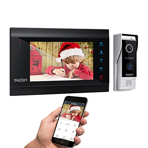 TMEZON Wireless WIFI Video Door Phone IP Doorbell Intercom System with Camera 7 Inch Entry with 1080P Wired Camera Night Vision,No Monthly Fees, Support Remote Unlock Door Release,Snapshot, Tuya
