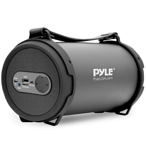 Pyle Portable Speaker, Boombox, Bluetooth Speakers, Rechargeable Battery, Surround Sound, Digital Sound Amplifier, USB/SD/FM Radio, Wireless Hi-Fi Active Stereo Speaker System in Black (PBMSPG7)