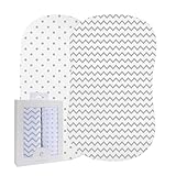 Bassinet Sheet Set 2 Pack - Baby Bassinet Sheets with 100% Jersey Cotton - Bassinet Sheets for Baby Girl and Boy, Newborn Essentials (Grey Chevron and Polka Dot)
