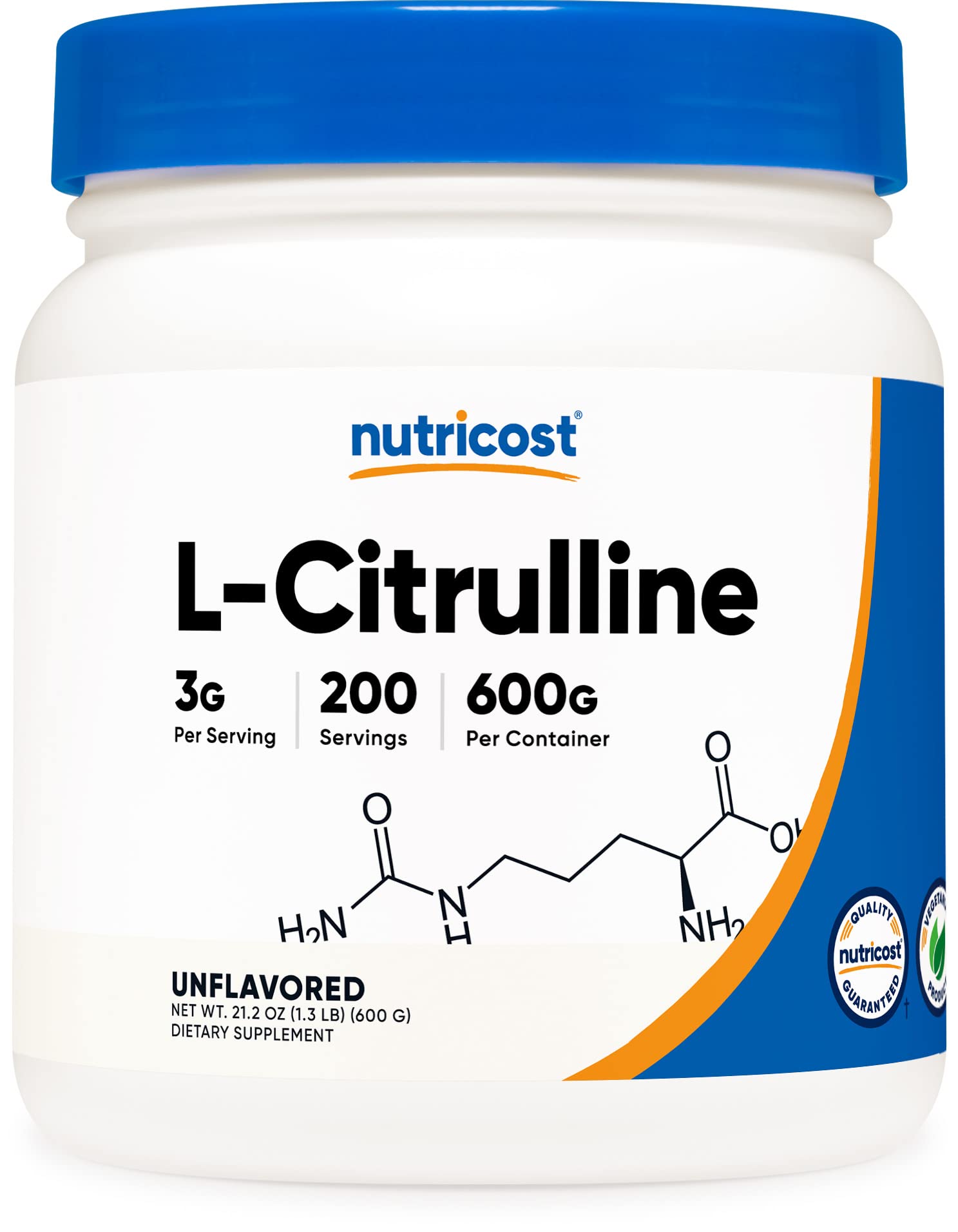 Nutricost Pure L-Citrulline (Base) Powder (600 Grams) 200.0 Servings (Pack of 1)