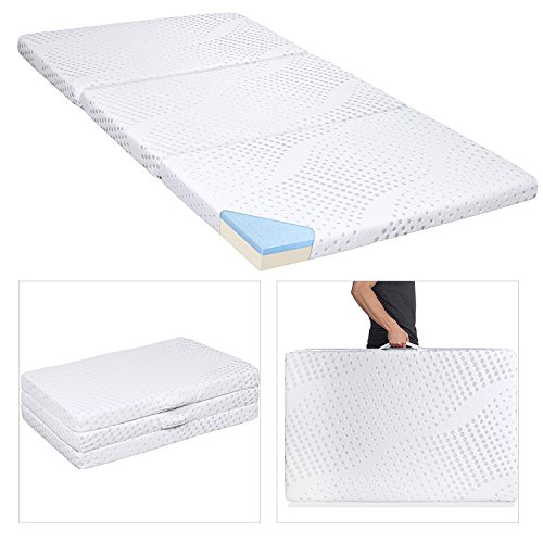 Best Choice Products Portable 3" Tri Folding Gel Memory Foam Mattress Floor Mattress W/Removable Cover