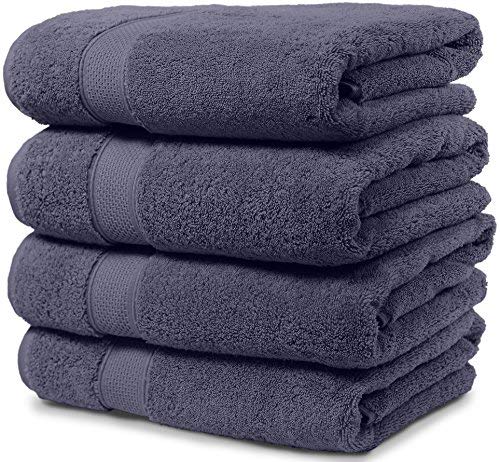 Maura 4 Piece Bath Towel Set. 2017 Premium Quality Turkish Towels. Super Soft, Plush and Highly Absorbent. Set Includes 4 Pieces of Bath Towels (Bath Towel - Set of 4, Denim Blue)