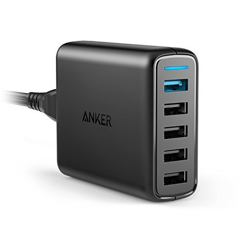 Anker Quick Charge 3.0 51.5W 5-Port USB Wall Charger, PowerPort Speed 5 for Galaxy S10/S9/S8/edge/Plus, Note 8/7, LG G4/G5, HTC One M9/A9, Nexus 9, with PowerIQ for iPhone Xs/Max/XR/X, iPad, and More