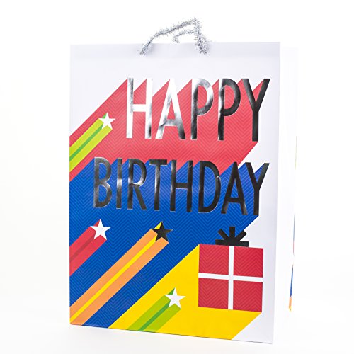 Hallmark 20" Oversized Gift Bag for Birthdays, Parties and More (Happy Birthday Stars)