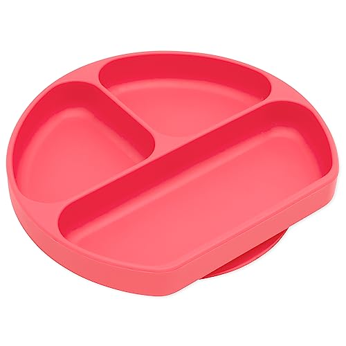 Bumkins Silicone Grip Dish, Suction Plate, Divided Plate, Baby Toddler Plate, BPA Free, Microwave Dishwasher Safe - Red