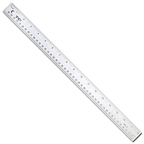 VINCA SSRN-18 Stainless Steel Office Drawing Ruler 0-18 Inch 0-45cm with Non Slip Cork Base Measuring Tool