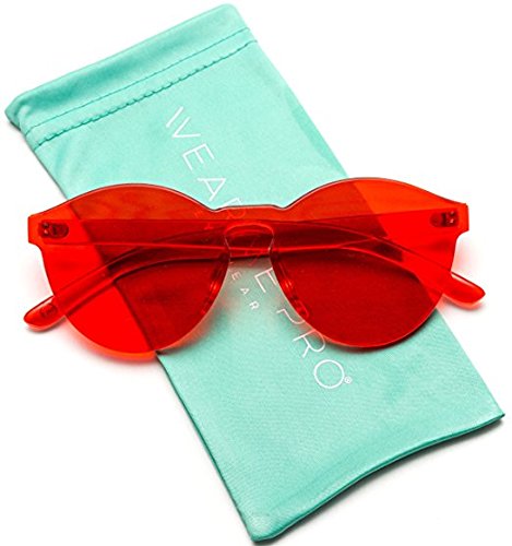 WearMe Pro - Colorful One Piece Transparent Round Super Retro Sunglasses