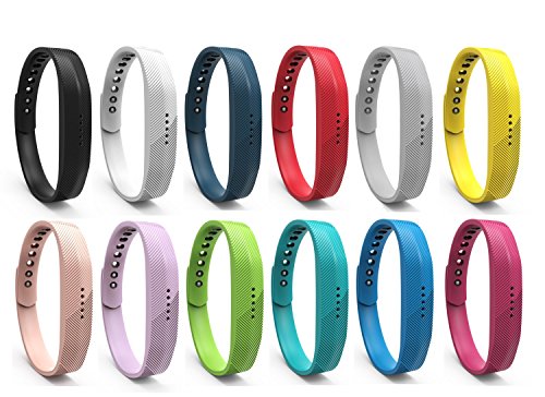 BeneStellar 12 Colors Fitbit Flex 2 Band, Bracelet Strap Replacement Band for Fitbit Flex 2, 7.8" L, Small, Pack of 12