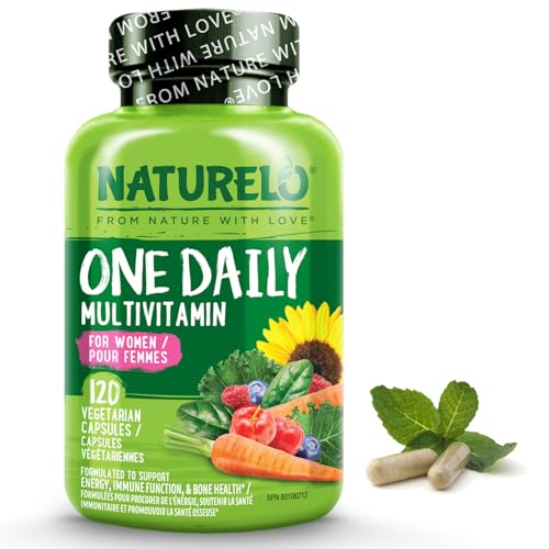 NATURELO One Daily Multivitamin for Women w/Vitamin B12, 120 Ct, Energy Support, Whole Food Daily Women Multivitamin Supplement, Nourish Hair/Skin/Nail, Non-GMO, No Soy, Gluten Free, 4 Month Supply