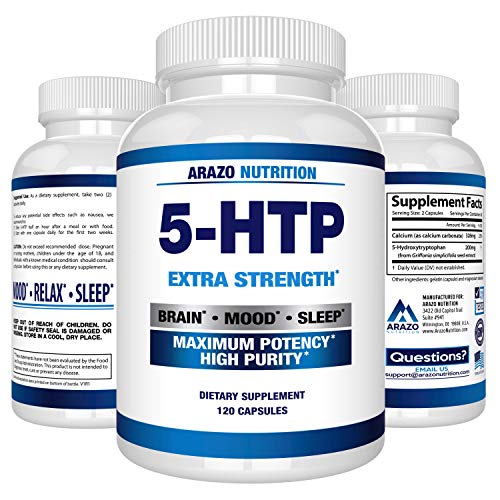 5-HTP 200 mg Supplement - 120 Capsules - Arazo Nutrition