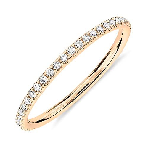 PAVOI AAAAA CZ 14K Yellow Gold Plated Silver Cubic Zirconia Stackable Eternity Ring - Size 7