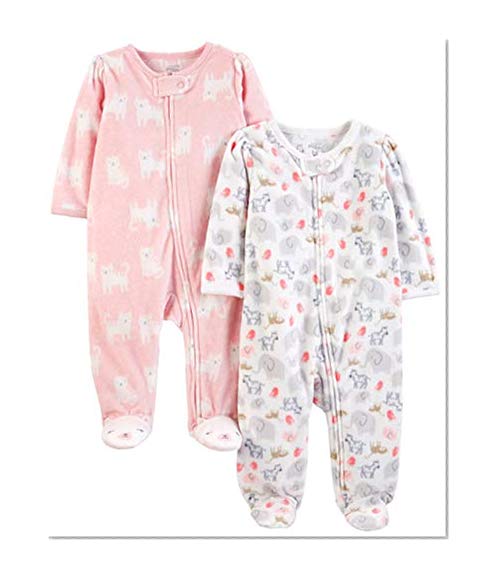Book Cover Simple Joys by Carter's Baby Girls' 2-Pack Fleece Footed Sleep and Play