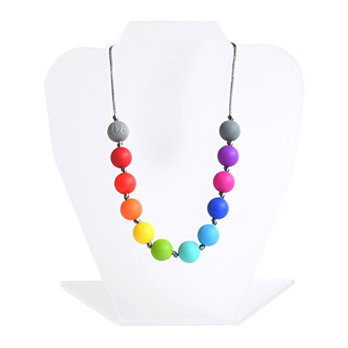 Itzy Ritzy Teething Happens Silicone Necklace Petite Strand, Rainbow