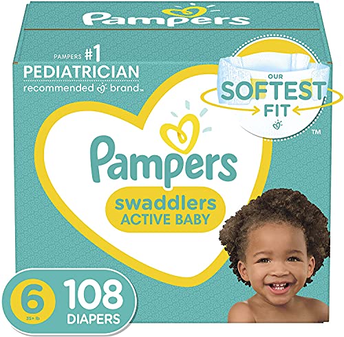 Book Cover Diapers Size 6, 108 Count - Pampers Swaddlers Disposable Baby Diapers, ONE MONTH SUPPLY (Packaging May Vary)