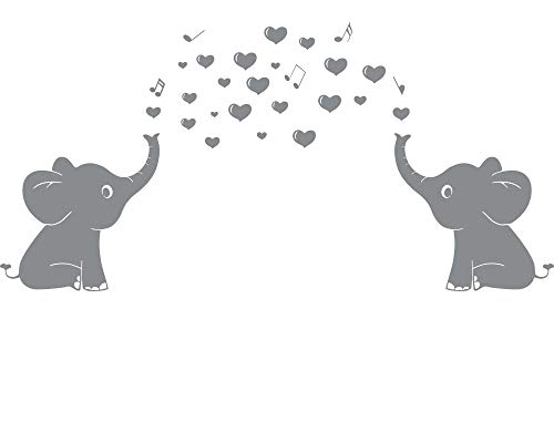 Book Cover Elephant Family Wall Decal With Hearts Music Quote Art Baby Nursery Wall Decor (Grey) - 24