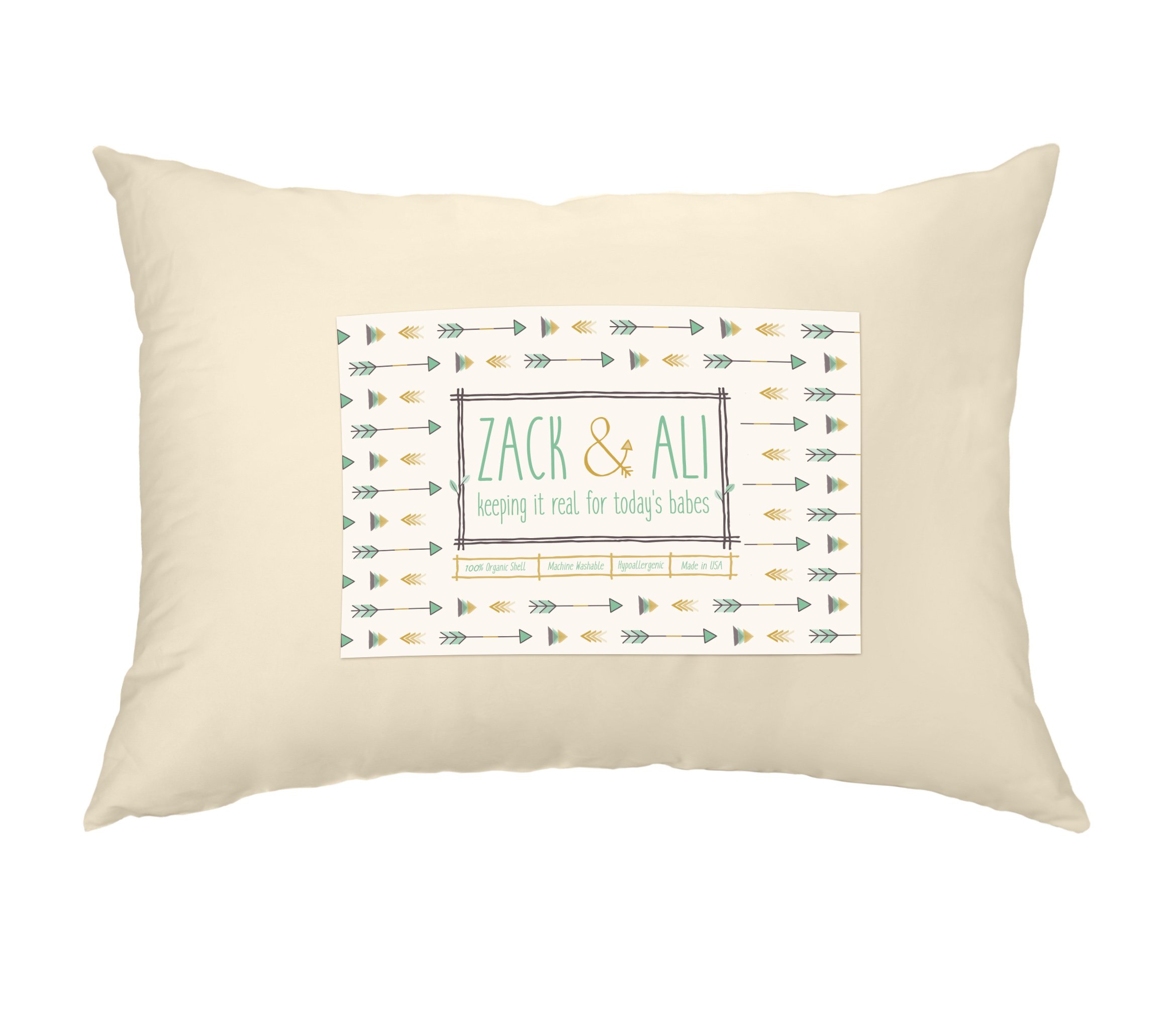 Zack & Ali Toddler Pillow, Soft 100% Organic Cotton, 13 x 18, Made in USA