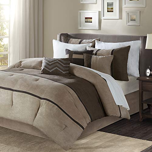 Book Cover Madison Park All Season Down Alternative Bedding, Matching Shams, Bedskirt, Decorative Pillows, Polyester, Brown, king