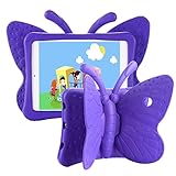 iPad case for Kids, Feitenn 3D Cartoon Butterfly Non-Toxic EVA Light Weight Kid Proof Shockproof case with Kickstand for ipad 5/ ipad 6 /ipad pro 9.7/ New iPad 2017 (Purple)