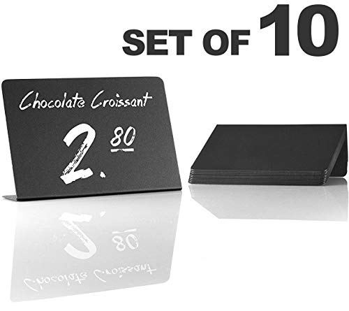 10 Pack Rustic Mini Chalkboard Signs - Easy To Write And Wipe Out - For Liquid Chalk Markers And Chalk - Small Plastic Message Board Signs - Table Numbers - Food Labels For Party - Small Chalkboard