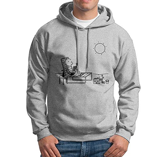 Bekey Men's Diary Of A Wimpy Kid Logo Pullover Hoodie Sweatshirt XXL Ash