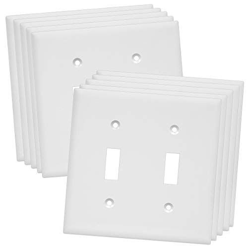 Enerlites FBA_8812-W-10PCS Toggle Light Switch Wall Plate, Size 2-Gang 4.50" x 4.57", Unbreakable Polycarbonate Thermoplastic, 8812-W-10PCS, White (10 Pack), 10