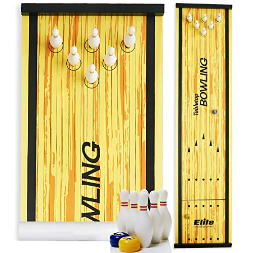 Elite Sportz Equipment Curling Game - Tabletop Games for Adults, Kids & Families - 4 Ft x 1 Ft Mat for Indoor Fun w/Bonus Travel Bag - Ages 6 & Up