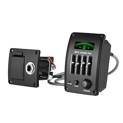 Ammoon Acoustic Guitar 4-Band Equaliser Tone and Volume Preamp with Chromatic Tuner and LCD Screen