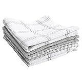 T-FAL Premium Waffle Dish Cloths: Highly Absorbent, Super Soft Long Lasting - 100% Cotton, 12"x13" Flat Waffle Dish Towel for Cleaning & Drying Dishes, (4-Pack), Grey