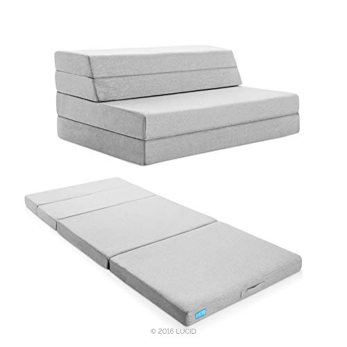 Lucid 4" Folding Mattress & Sofa with Removable Indoor/Outdoor Fabric Cover, Twin X-Large