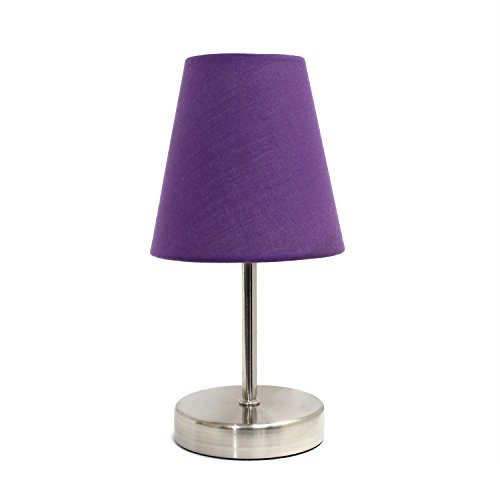 Book Cover Simple Designs Home Sand Nickel Table Lamp with Fabric Shade, Purple