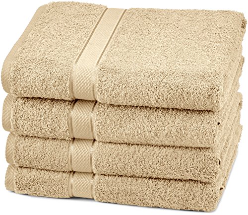 Amazon Brand â€“ Pinzon 4 Piece Egyptian Cotton Bath Towels Set - Driftwood