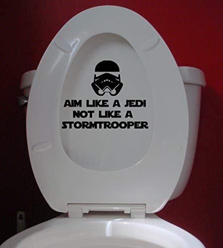 Minglewood Trading Aim Like a Jedi not a Stormtrooper Black Custom Vinyl Decal Sticker 7" x 5.5" Toilet Sign