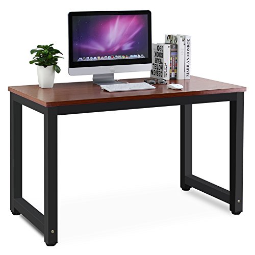 Tribesigns Modern Simple Style Computer Desk PC Laptop Study Table Office Desk Workstation for Home Office, Teak + Black Leg