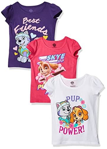 PAW Patrol Girls' Toddler 3 Pack T-Shirt Bundle, Grape Violet/Hot Pink/White, 4T