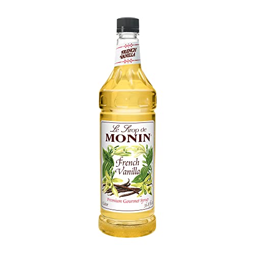 Monin - French Vanilla Syrup, Boxed, Versatile Flavor, Natural Flavors, Great for Coffees, Cocktails, Shakes, and Kids Drinks, Non-GMO, Gluten-Free (1 Liter)