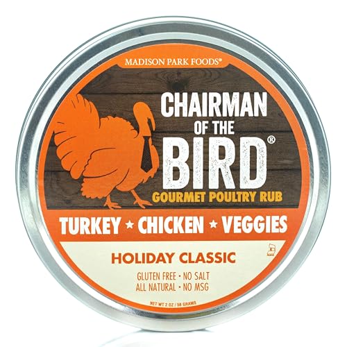 Chairman of the Bird Holiday Classic Herb Seasoning Rub for Poultry and Prime Rib - Gluten Free, All Natural, No Salt and No MSG, 2oz