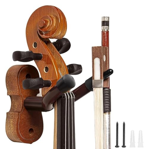 Rosewood Violin Wall Hanger with Bow Hook Home & Studio Wall Mount Violin Stand (Rosewood MA-R5)
