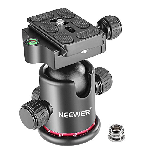 NEEWER Tripod Ball Head 360° Panoramic All Metal with Arca Type Quick Release Plate, 1/4" Screw 3/8" Thread Mount, Max Load 17.6lb/8kg, Tripod Head for Monopod, Slider, DSLR Camera, Camcorder (Red)