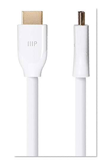 Monoprice Certified Premium High Speed HDMI Cable, 4K @ 60Hz, HDR, 18Gbps, 28AWG, YUV 4:4:4, 15ft, White