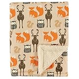 Hudson Baby Printed Mink with Sherpa Backing, Woodland Creatures
